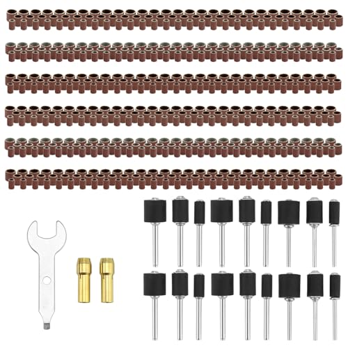 QWORK® 531-tlg. Schleifhülsen Set für Elektrowerkzeuge, Körnung 80-600, Durchmesser 1/2", 3/8" und 1/4", Ideal für DIY-Projekte von QWORK