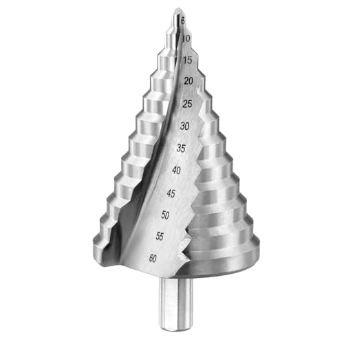 QWORK® 6-60mm Stufenbohrer Kegellochfräser HSS 4241 Spiralnut-Kegelschneider mit Titanbeschichtung für Metall, PVC, Holz von QWORK