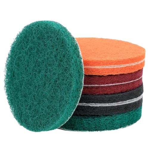 QWORK® 8 Stück Scheuerschwamm Polierpads 125 mm, Körnung P80-P150-P250-P600, Wasser- &Ölbeständig, für Rund- & Exzenterschleifer von QWORK
