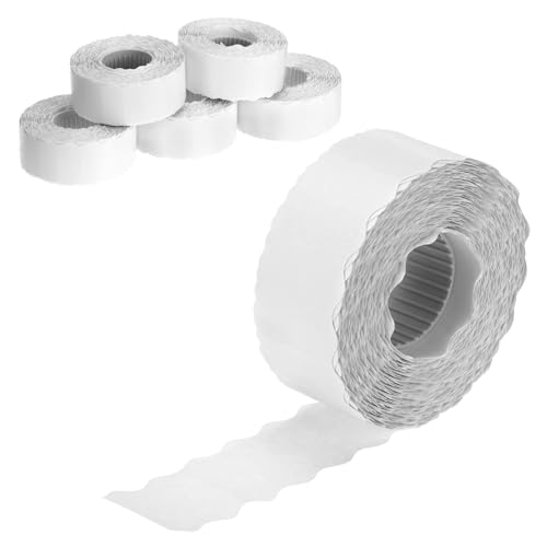 QWORK® 9.000 Selbstklebende Etiketten 26x12mm Weiß für Preisauszeichner - Rechteckig mit Wellenrand von QWORK