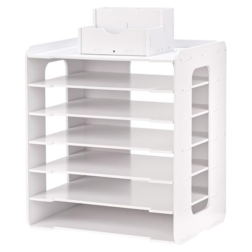 QWORK® Ablagesystem mit 7 Ablagefächern, A4 Briefablage aus Holz-Kunststoff für Büro, Zuhause und Schule von QWORK
