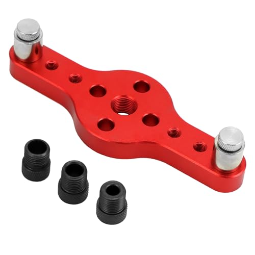 QWORK® Holzbearbeitung Bohrhilfe Löcher Locator Aluminiumlegierung Dübel Jig mit 3 Stück Bohrbuchse 6/8/10mm von QWORK