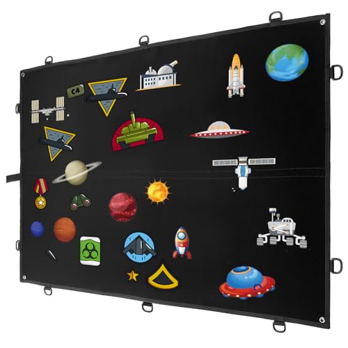 QWORK® Klett Patches Display Tafel, 110x70CM Schwarz Taktische Patches Klettmatte mit Ösen, für Abzeichen Stempel Aufnäher von QWORK