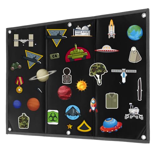 QWORK® Klett Patches Display Tafel, 60 x 45 cm Schwarz Taktische Patches Klettmatte mit Ösen, für Abzeichen Stempel Aufnäher von QWORK