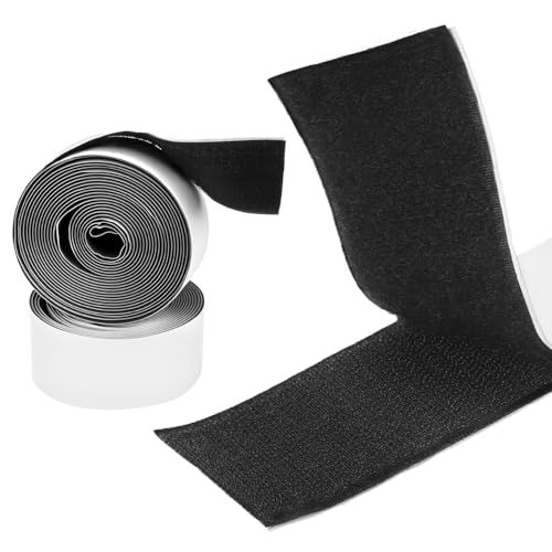 QWORK® Klettband Selbstklebend, 5m x 50mm Klettverschluss Selbstklebend Breit, für Glatte Oberflächen von QWORK