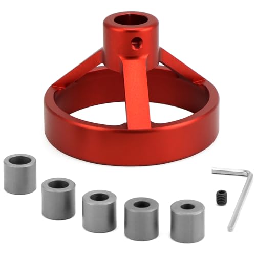 QWORK® Präziser Bohrhilfe Senkrecht Bohren - Holzbearbeitungs Bohrlocher Locator mit 5/6/7/8/9/10mm Bohrbuchsen - Robuste Konstruktion aus Aluminiumlegierung in Rot von QWORK