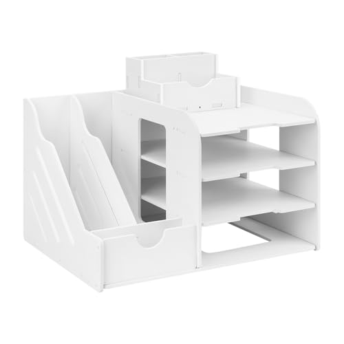 QWORK® Schreibtisch Organizer, Briefablage Organizer, Dokumentenablage A4, für Zuhause, Büro, Schule, 4 Ebenen von QWORK