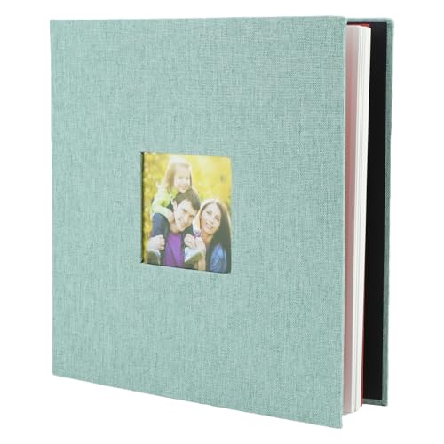 QWORK® Selbstklebendes Fotoalbum für 140 10x15 cm Fotos, 40 Seiten (20 Blätter), mit 28x27 cm Leineneinband - Fotoalbum zum Einkleben und Selbstgestalten von QWORK