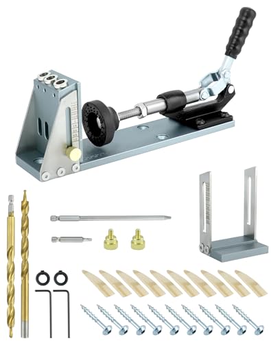 QWORK® taschenloch bohrschablone set, holzbearbeitungs-bohrloch-vorrichtungswerkzeug, aluminiumlegierung, für holzbohrlöcher mit einer dicke von 12–40 mm von QWORK