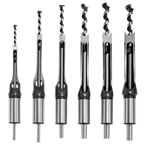 QWORK® vierkantlochbohrer set, 6 stück, 1/4", 5/16", 3/8", 1/2", 9/16", 5/8" von QWORK
