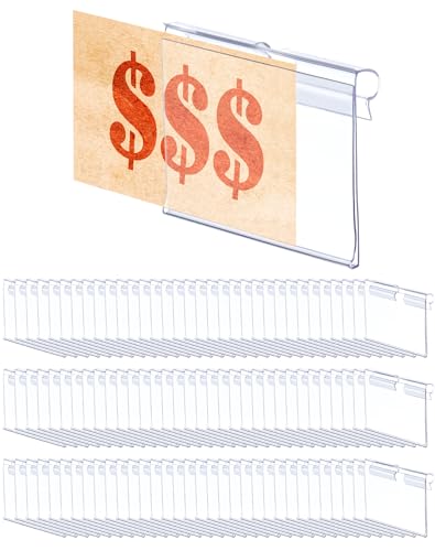 QWORK® 100x Transparente PVC-Kunststoff Preisschilder Halter Etikettenhalter für Draht-RegaleEinkaufszentrenSupermärkteGeschäfte (6 x 4,2 cm) von QWORK
