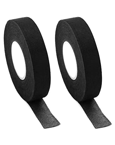 QWORK 2 Rollen Hitzebeständiges Klebeband - 19mm x 15m - Hitzebeständiges Gewebeklebeband für Auto Kabelbäume (Schwarz) von QWORK