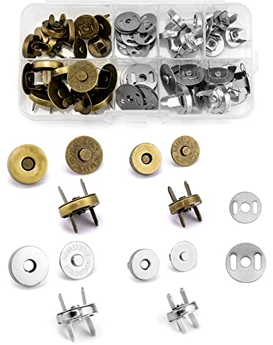 QWORK 20 Stück Magnetknöpfe 14mm/18mm Magnetverschluss für Nähen Jacken Handtaschen Geldtasche Kleidung Mäntel Windbreaker (Silber & Bronze) von QWORK