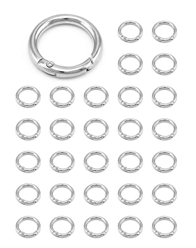 QWORK® 30 Stück Rund Karabinerhaken, Metall O-Ring Spring Snap Clip für Schlüsselanhänger Handtasche Brieftasche Schultergurt - Silber - 20mm von QWORK