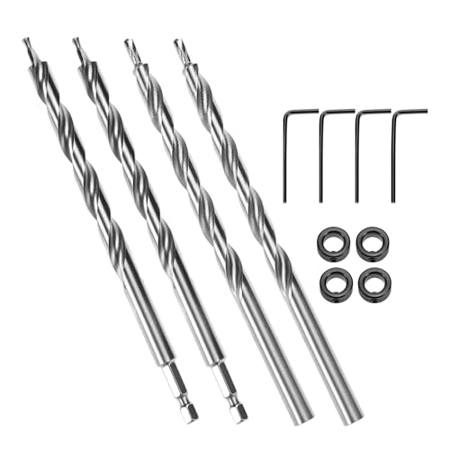 QWORK 4 Stück 3/8 Zoll Taschenlochbohrer-Set, 1/4 Zoll Sechskant & Rundschaft mit Tiefenanschlagmanschette für manuelle Taschenlochführungsvorrichtungen Master System QWORK 4 Stück 3/8 Zoll Taschenlochbohrer-Set, 1/4 Zoll Sechskant & Rundschaft mit Tiefenanschlagmanschette für manuelle Taschenlochführungsvorrichtungen Master System von QWORK