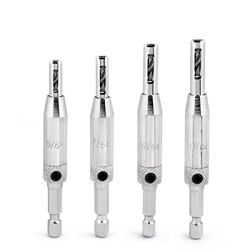 QWORK® 4-teiliges Scharnier Bohrer, Hardware Bohrer, Bohrer-Bit-Set für Türscharniere, selbstzentrierend, Klick-Wechsel-Mechanismus, 5/64 Zoll, 7/64 Zoll, 9/64 Zoll, 11/64 Zoll QWORK® 4-teiliges Scharnier Bohrer, Hardware Bohrer, Bohrer-Bit-Set für Türscharniere, selbstzentrierend, Klick-Wechsel-Mechanismus, 5/64 Zoll, 7/64 Zoll, 9/64 Zoll, 11/64 Zoll von QWORK