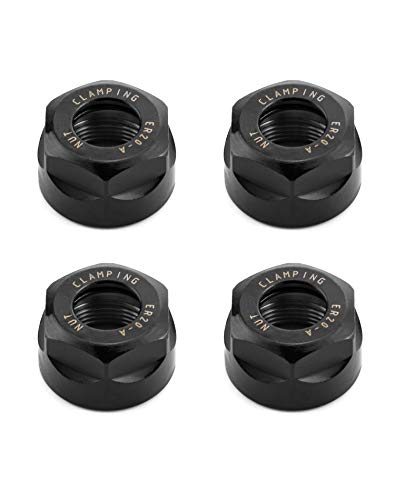 QWORK 4Pcs ER20-A Type M25 Spannzangen, Spann Sechskantmuttern für CNC Fräsen Futterhalter Drehmaschine, Schwarz QWORK 4Pcs ER20-A Type M25 Spannzangen, Spann Sechskantmuttern für CNC Fräsen Futterhalter Drehmaschine, Schwarz von QWORK