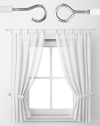 QWORK® 5M Vorhangdraht Weiß, Vorhang Seil, Kunststoffbeschichteter Gardinenseil Vorhangseile, mit 6 Stück Schraubenösen und 6 Stück Haken von QWORK