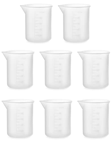 QWORK 8 Stück Silikon-Messbecher, 100 ml Silikonbecher für Harz, silikonbecher für epoxidharz, für Heimwerker Basteln, Epoxidharz, Gießformen, Wachsen, Küche QWORK 8 Stück Silikon-Messbecher, 100 ml Silikonbecher für Harz, silikonbecher für epoxidharz, für Heimwerker Basteln, Epoxidharz, Gießformen, Wachsen, Küche von QWORK