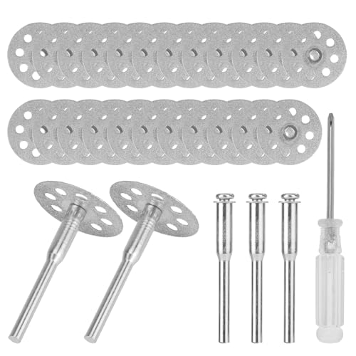 QWORK Diamant-Trennscheiben-Set (22 mm) – 39-teiliges Set mit diamantbeschichteten Aluminiumoxid-Scheiben, Spanndornen und Schraubendreher für präzises Schneiden von QWORK