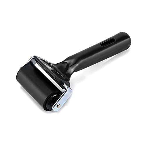 QWORK Gummiwalzen, Kleberwalze, Andrückroller für linoldruck, Stempeln, Drucken, Tapeten und Kunsthandwerk, Schwarz, 6 cm von QWORK