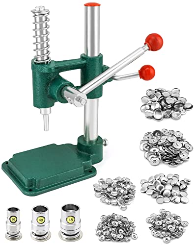 QWORK Knopfmacher-Set mit 3 Größen und 300 Knöpfen, 11/16 Zoll, 1-3/16 Zoll (18, 25, 30 mm) Durchmesser, Handstoff, DIY-Knopfherstellung, Stanztuch, Knopfabdeckung, Herstellung von Maschinenwerkzeug von QWORK