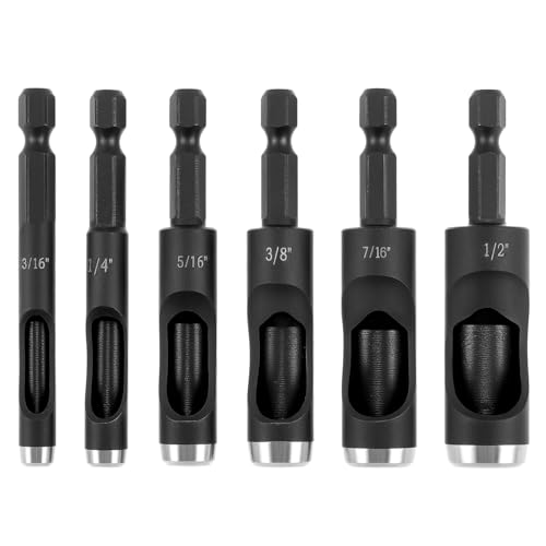 QWORK Leder-Lochstanzer-Set – 6-teiliges Karbonstahl-Stanzset mit Bohrern (3/16 Zoll bis 1/2 Zoll) zum Basteln, Gürtel und Ösen, hochpräzises Lederstanzwerkzeug von QWORK