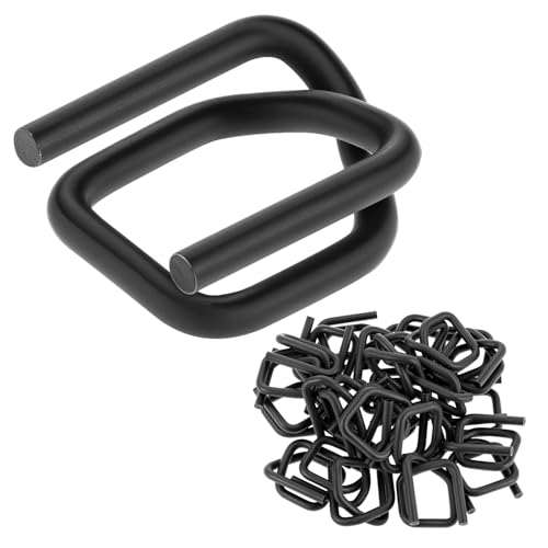 QWORK Phosphatschnallen, 1,9 cm, 100 Stück, 0,164 Gauge, robuste Metallschnallen, Metalldrahtschnalle mit Phosphatbeschichtung für gewebte Kordelumreifung von QWORK