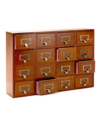 QWORK Schreibtisch-Schubladen-Organizer, Holz, Vintage-Apothekerschrank mit 16 Schubladen, Heimbüro, Tee- und Kommode, Schlafzimmer-Organisation und Aufbewahrung, traditioneller Apothekerschrank, QWORK Schreibtisch-Schubladen-Organizer, Holz, Vintage-Apothekerschrank mit 16 Schubladen, Heimbüro, Tee- und Kommode, Schlafzimmer-Organisation und Aufbewahrung, traditioneller Apothekerschrank, von QWORK