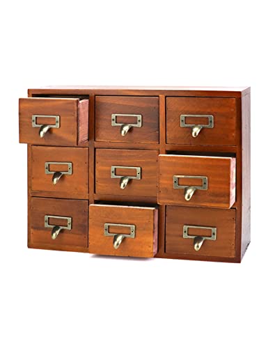QWORK Schreibtisch-Schubladen-Organizer, Holz, Vintage-Apothekerschrank mit 9 Schubladen, Heimbüro, Tee- und Kommode, Schlafzimmer-Organisation und Aufbewahrung, traditioneller Apothekerschrank QWORK Schreibtisch-Schubladen-Organizer, Holz, Vintage-Apothekerschrank mit 9 Schubladen, Heimbüro, Tee- und Kommode, Schlafzimmer-Organisation und Aufbewahrung, traditioneller Apothekerschrank von QWORK