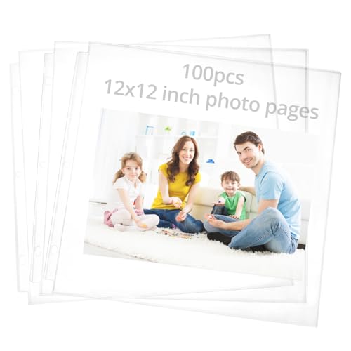 QWORK Scrapbook-Nachfüllseiten für 3 Ringe, 30,5 x 30,5 cm, 100 Stück – passend für 3 Ring-Binder, Fotoalbum-Nachfüllseiten, für Fotos, Postkarten und Erinnerungsstücke QWORK Scrapbook-Nachfüllseiten für 3 Ringe, 30,5 x 30,5 cm, 100 Stück – passend für 3 Ring-Binder, Fotoalbum-Nachfüllseiten, für Fotos, Postkarten und Erinnerungsstücke von QWORK