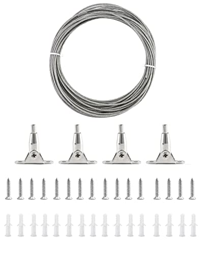 QWORK® Seilspanngarnitur, 10 Meter 2mm PVC-Beschichtetes Stahlseil Drahtseil und 4stk Montage Klemme mit Schrauben Dübel QWORK® Seilspanngarnitur, 10 Meter 2mm PVC-Beschichtetes Stahlseil Drahtseil und 4stk Montage Klemme mit Schrauben Dübel von QWORK