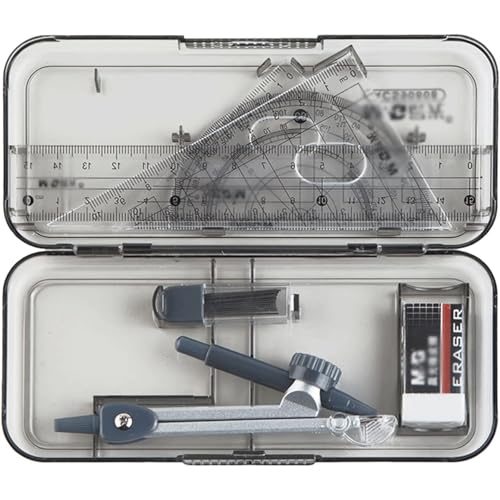 QWPYDXN Lernhilfe 8-teiliges Geometrie-Set, Mathe-Kompass, 0,7 mm Druckbleistift, Bleistiftmine, Nachfüllungen, Radiergummi, Lineale, Zeichenkompass Mathe-Set von QWPYDXN