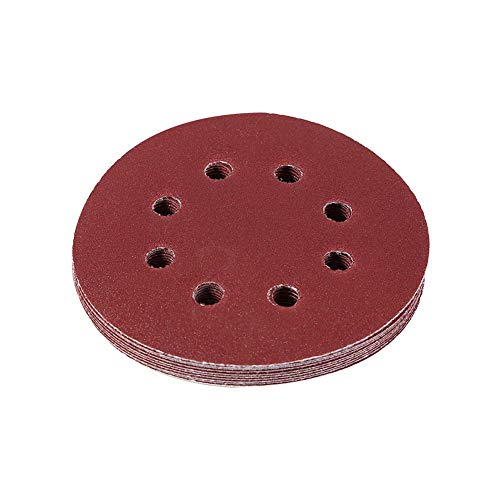 125mm Schleifscheiben Rot – Hochwertige Aluminium - Oxid Schleifpapiere mit 8 Löchern + Hohe Abriebfestigkeit + Einfache Nutzung für Möbel, Fahrzeuge und mehr (120#) von QWUUYEC