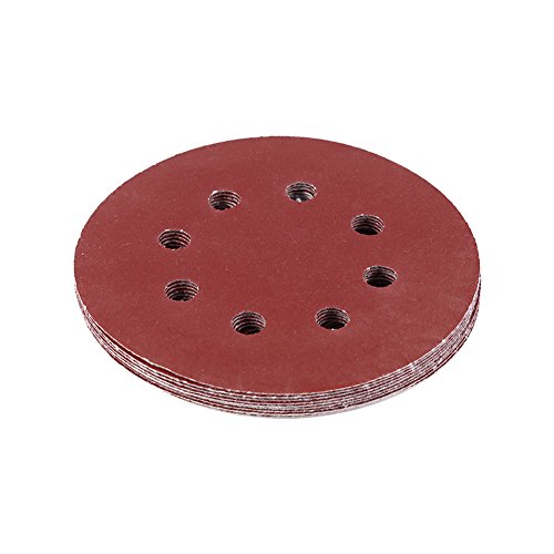 125mm Schleifscheiben Rot – Hochwertige Aluminium - Oxid Schleifpapiere mit 8 Löchern + Hohe Abriebfestigkeit + Einfache Nutzung für Möbel, Fahrzeuge und mehr (150#) von QWUUYEC