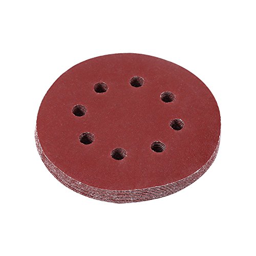 125mm Schleifscheiben Rot – Hochwertige Aluminium - Oxid Schleifpapiere mit 8 Löchern + Hohe Abriebfestigkeit + Einfache Nutzung für Möbel, Fahrzeuge und mehr (180#) von QWUUYEC