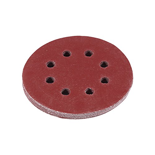 125mm Schleifscheiben Rot – Hochwertige Aluminium - Oxid Schleifpapiere mit 8 Löchern + Hohe Abriebfestigkeit + Einfache Nutzung für Möbel, Fahrzeuge und mehr (320#) von QWUUYEC
