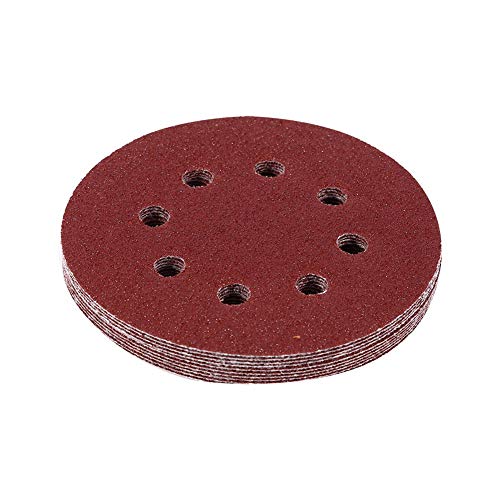 125mm Schleifscheiben Rot – Hochwertige Aluminium - Oxid Schleifpapiere mit 8 Löchern + Hohe Abriebfestigkeit + Einfache Nutzung für Möbel, Fahrzeuge und mehr (60#) von QWUUYEC