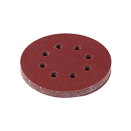 125mm Schleifscheiben Rot – Hochwertige Aluminium - Oxid Schleifpapiere mit 8 Löchern + Hohe Abriebfestigkeit + Einfache Nutzung für Möbel, Fahrzeuge und mehr (80#) von QWUUYEC