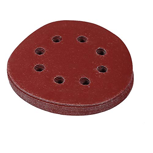 125mm Schleifscheiben Rot – Hochwertige Aluminium - Oxid Schleifpapiere mit 8 Löchern + Hohe Abriebfestigkeit + Einfache Nutzung für Möbel, Fahrzeuge und mehr (800#) von QWUUYEC