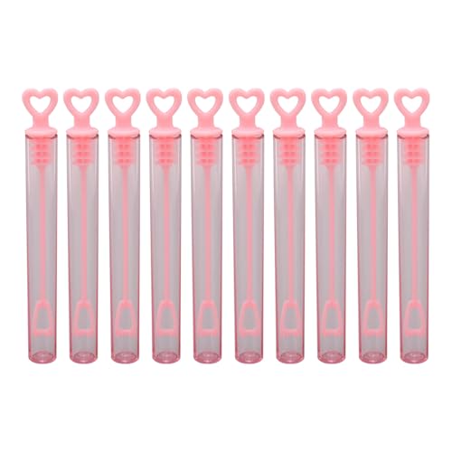 Bubble Wands – 10er Set in Herzform + Transparente rosafarbene Seifenblasenstäbe für Hochzeiten, Partys, Feiertage und Familienfeiern von QWUUYEC