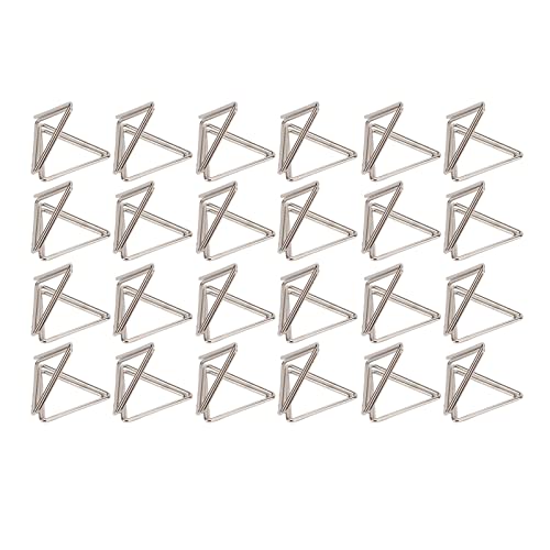 Kartenclip Halter 24er Set – Stilvolle dreieckige Büroklammern für die einfache Dokumentenorganisation + rutschfestes Design für Büro, Zuhause oder unterwegs' (Silber) von QWUUYEC