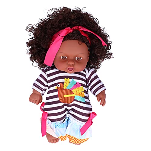 QWUUYEC Afrikanische Mädchenpuppe 25 cm – Realistische Babyspielpuppe für Kinder + Abnehmbare Kleidung & 360° bewegliche Gelenke + ideales Geburtstags für Mädchen QWUUYEC Afrikanische Mädchenpuppe 25 cm – Realistische Babyspielpuppe für Kinder + Abnehmbare Kleidung & 360° bewegliche Gelenke + ideales Geburtstags für Mädchen von QWUUYEC