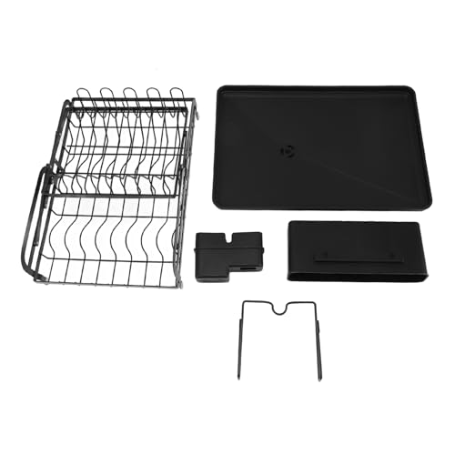 QWUUYEC Geschirrständer 2 - stufig Klappbar, Multifunktionales Abtropfgestell, Platzsparend Schwarz - Einfache Lagerung, Schnelle Trocknung, Ideal für Küche und Spüle (Typ 1) von QWUUYEC
