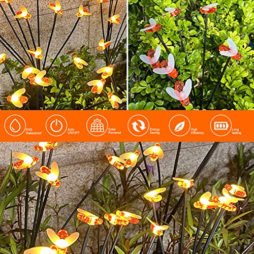 Solar Garden Lights Decorative Honey Bees Swaying Lawn Lamp Outdoor Landscape Pathway Light IP65 Waterproof Solar Lights for Yard Patio Pathway Lawn (6-Kopf-2-Packungen) von QWUUYEC