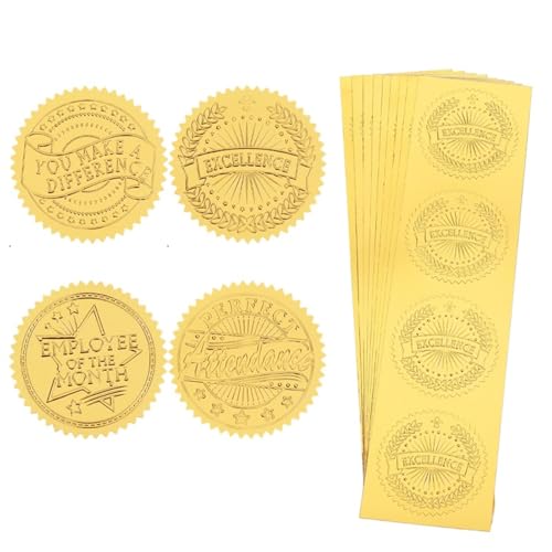 Einfache Aufkleber 1 Beutel mit 160 Stück, 4 Stile, goldene Umschlagaufkleber, Pfoten, Biene, Schmetterling, Libelle, Zertifikatsiegel, geprägte Folie, 5,1 cm, selbstklebend, rund(AECH06-05371) von QWWQYDY