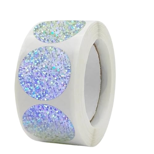 Einfache Aufkleber 100–500 Stück Laser-Blanko-Aufkleber mit Liebesherzen und Sternen, runde Aufkleber, glitzernd, handgefertigt, dekorative Etiketten for Valentinstag, Party, Hochzeit(Round 100Pcs) von QWWQYDY