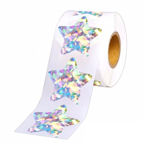 Einfache Aufkleber 100–500 Stück silberne Sternaufkleber for Kinder, 2,5 cm große Foliensternaufkleber, Etiketten for Wanddekoration, Unterrichtsbedarf(QY2460-500pcs) von QWWQYDY