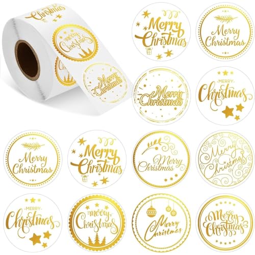 Einfache Aufkleber 100-500 Stücke 1 zoll Heißprägen Weihnachten Glücklich Aufkleber Festival Dekoration Geschenk Serie Klebeetiketten(300pcs) von QWWQYDY