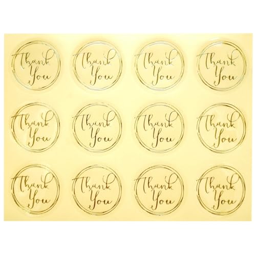 Einfache Aufkleber 120 Stück transparente, kreisförmige, goldene Dankeschön-Etikettenaufkleber, Geschenkpapier-Etikettenaufkleber, Dekorationsetiketten, Siegelaufkleber von QWWQYDY